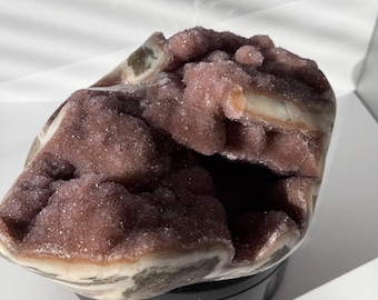 Massive Uruguay Rainbow Pink Amethyst Druzy – Statement Geode