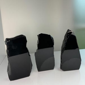 Striking Black Obsidian Freeforms - Rough with Polished Face | Large Statement | Crystal Home Decor