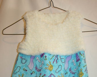 Handmade 3T (3 toddler) knit and Princess fabric dress