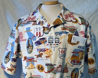 Handmade Unisex Wearable Art Route 66 Aloha Unisex Shirt Size XL (extra large)
