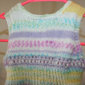 Handmade 2T girl's dress with handmade knitted top and fabric skirt image 1