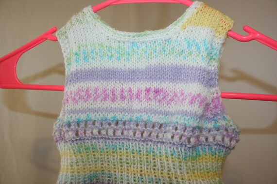 Handmade 2T girl's dress with handmade knitted top and fabric skirt