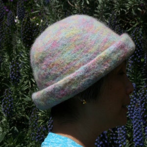 Hand knitted and hand felted Derby hat