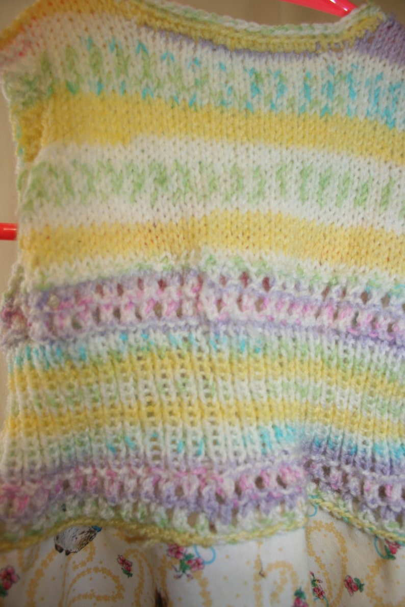 Handmade 2T girl's dress with handmade knitted top and fabric skirt image 2