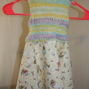 Handmade 2T girl's dress with handmade knitted top and fabric skirt image 5