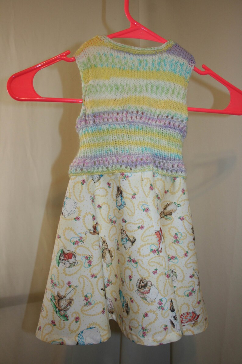 Handmade 2T girl's dress with handmade knitted top and fabric skirt image 5