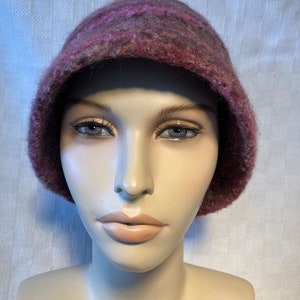 Hand Knitted and Hand Felted Burgundy Bucket Hat