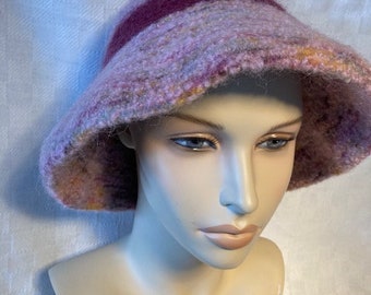 Hand knitted and Hand felted Wide Brimmed Hat