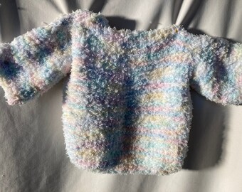 Hand Knitted Infant Baby Top and Hat