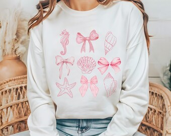 Shells and Bows PNG, Pink Coquette, Beach Shirt (Digital Download)