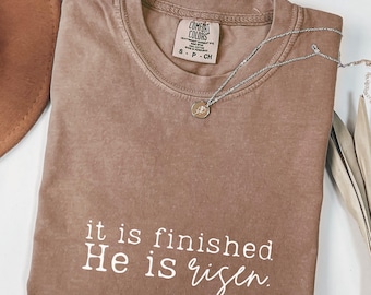 Easter Bible Verse PNG: He Is Risen, It Is Finished (Digital Download)