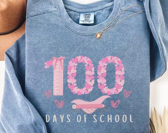 100 Days Of School Pink Hearts PNG: Sublimation Design (Digital Download)