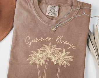 Summer Breeze Beach Palm Tree PNG, Retro Graphic (Digital Download)
