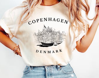 Copenhagen Denmark Shirt Unisex Comfort Color Top Vintage Travel Souvenir Tee Danish Gift