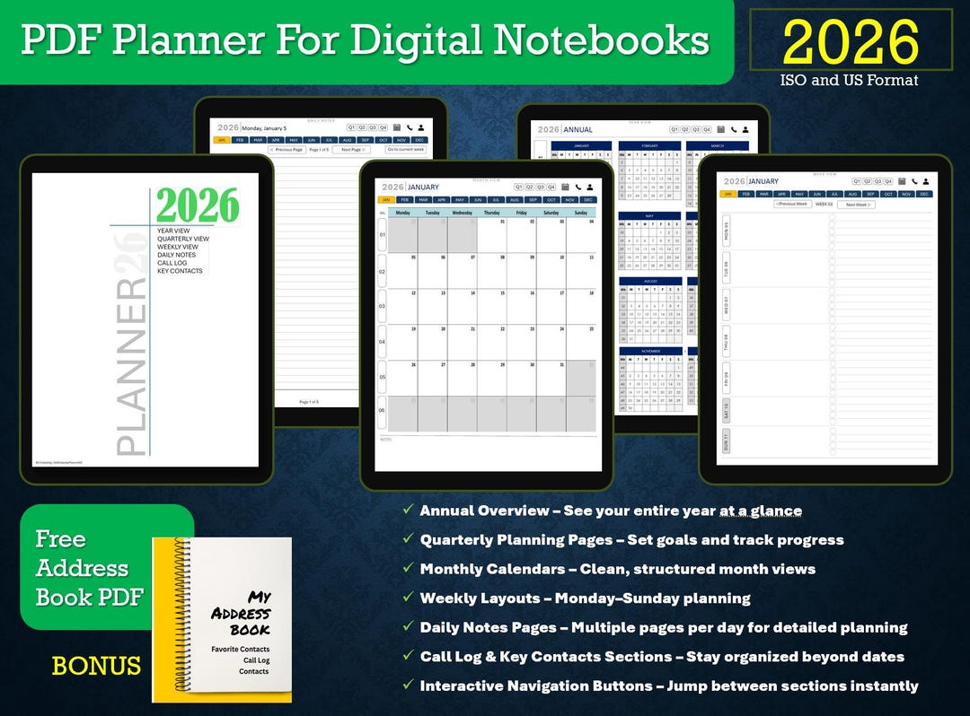 2026 PDF Calendar Planner - Etsy