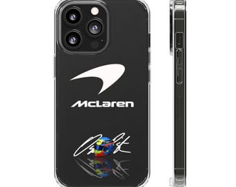 Oscar Piastri McLaren F1 Clear Phone Case: Signature Helmet Design