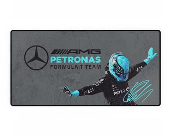George Russell Mercedes F1 Mouse Pad, Formula 1 Desk Mat, Russell Signature