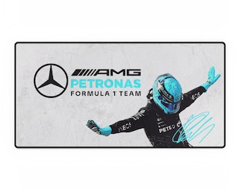 George Russell Mercedes F1 Mouse Pad, Formula 1 Desk Mat, Signature Design