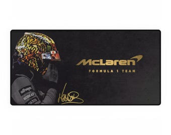 Lando Norris World Champion Poster Desk Mat | McLaren F1 Black Edition, Gold Logo