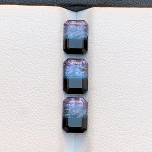 Bicolor Tourmaline Gemstone Set: 3.95 Carat Emerald Cut, Afghanistan