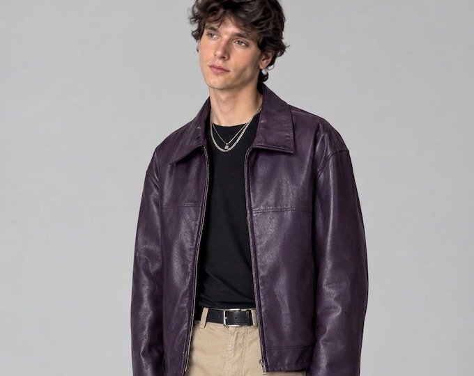 Men's Maroon Lambskin Leather Bomber Jacket – Slim Fit Genuine Handmade Casual Coat