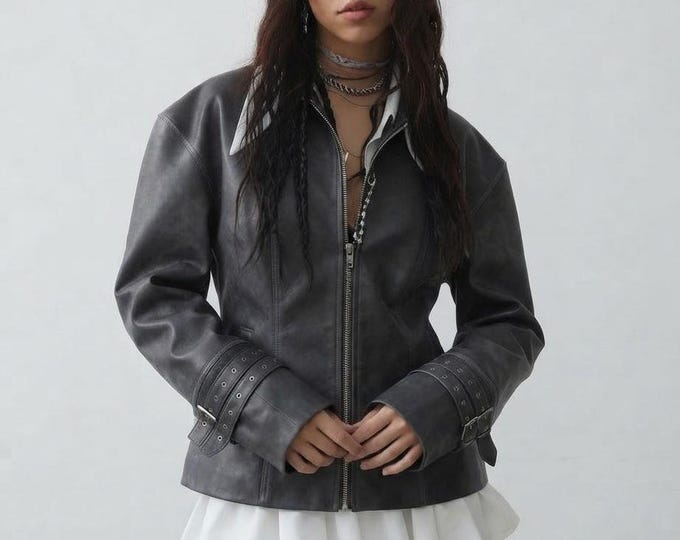 Women's Black Lambskin Leather Biker Jacket – Slim Fit Genuine Handmade Motorcycle Coat