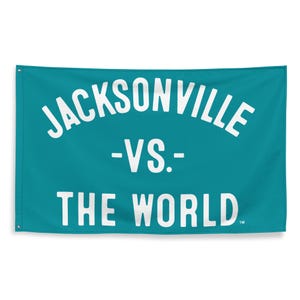 Bandiera grande Jacksonville contro il mondo - 3x5 Florida Sports Pride Tailgate Mancave Garage Wall Banner