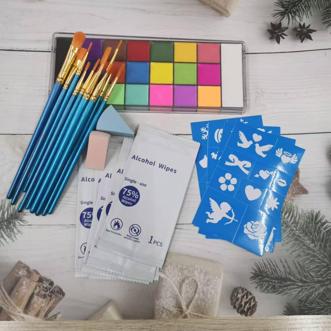 20色のフェイス&ボディペイントパレットキット、ハロウィンメイク