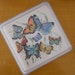 Cross Stitch Butterfly Trivet Hot Pad Handmade Multicolor