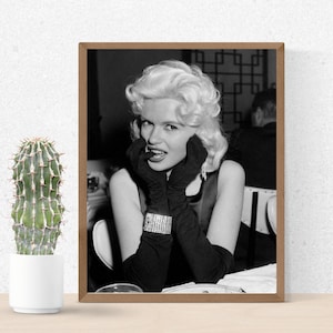 Vintage Hollywood Glamour Wall Art – Black and White Old Hollywood Print – Retro Blonde Starlet Photography – 1950s Movie Icon Decor