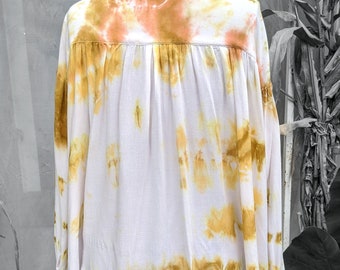 Gold & White Tie Dye Blouse