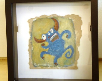 Raul the Dancing Monster shadowbox painting