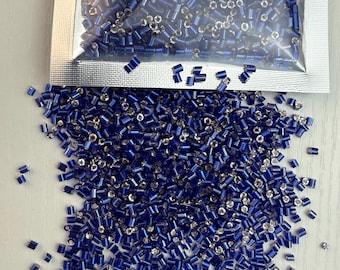 Royal Blue Bugle Seed Beads: 2mm Tube Beads