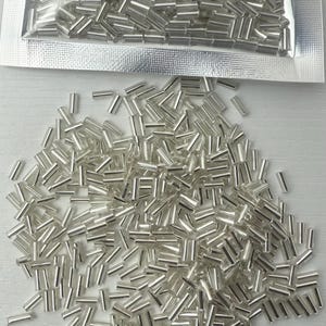 4mm Length high quality silver lined Silver Bugle Beads.