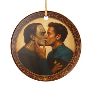 Deep Space Nine Garek and Bashir Kiss Ceramic Trek Ornament Star Fleet inspired