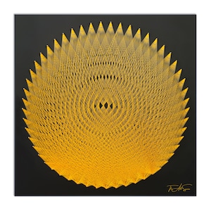 Golden Sunburst Mandala String Art: Boho Meditation Decor