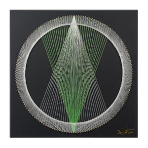 Emerald Prism String Art Mandala: Geometric Wall Decor on Black MDF