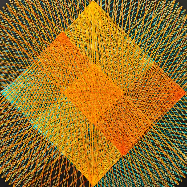 String Overlapping Golden Harmony Diamond String Art: Geometric Thread Art on MDF - Etsy ...