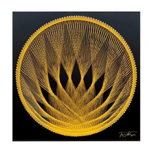 String Art Mandala Wall Hanging Sacred Geometry Art Meditation Wall Art Spiritual Decor Feng Shui Wall Art Yellow Bloom String Art