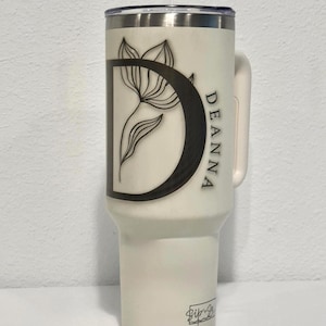Personalized 40oz Tumbler With Handle – Custom Laser Engraved Cup – Name or Logo – Bulk Order – Corporate Gifts – Custom Tumbler