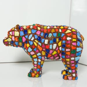 Mosaic Bear Figurine hand-painted Sculpture Statue