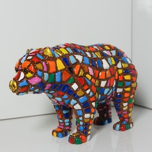 Mosaic Bear Figurine hand-painted Sculpture Statue big