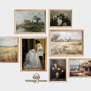 Ensemble de 3 000 impressions d'art mural européen rustique imprimable vintage MEGA BUNDLE Bundle de peinture à l'huile antique de ferme de campagne française en téléchargement numérique
