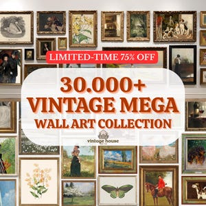 Megabundel vintage muurkunst, antieke landschapsprints, klassiek huisdecor (digitale download)