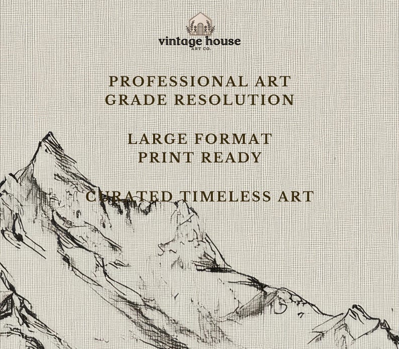 A timeless digital mountain sketch print designed for elegant, nature-inspired interiors. This printable wall art brings a calm, vintage feel to living rooms, bedrooms, offices, and cabin spaces.Vintage printable mountain wall art shown in a dark wood frame, featuring a black and white landscape sketch on a neutral background.Vintage printable mountain wall art shown in a dark wood frame, featuring a black and white landscape sketch on a neutral background.