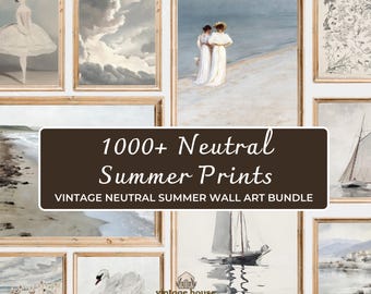 1000+ Neutral Vintage Landscape Gallery Wall Set, French country prints (Digital Download)