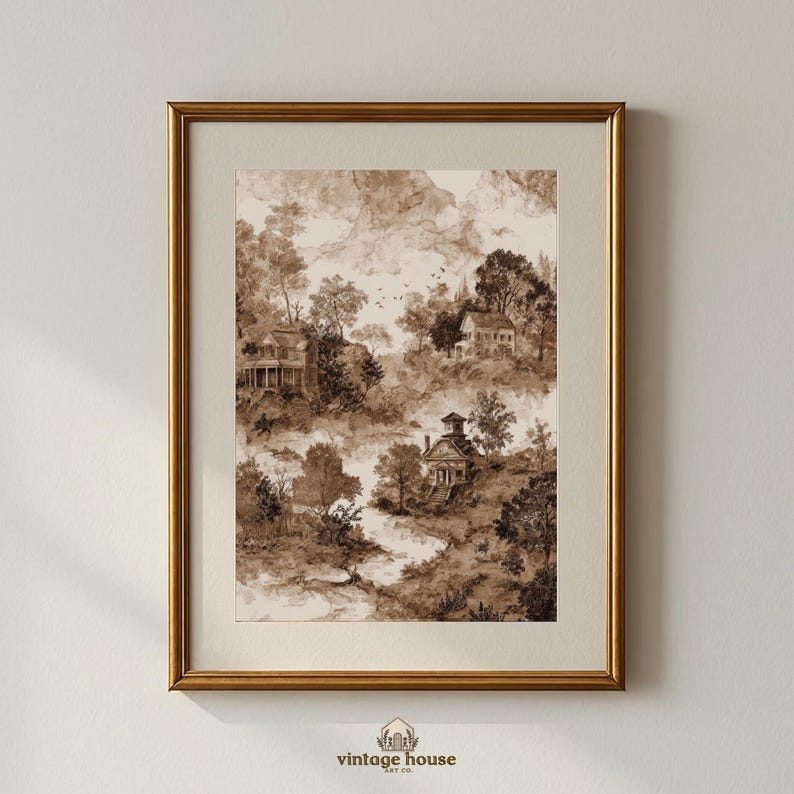 Cover image showing a moody French country cottage wall art bundle with vintage floral paintings, landscapes, portraits, butterflies, moths, and antique-style gallery wall prints.Printable wall art bundle preview featuring dark neutral vintage decor with botanical art, horse portraits, landscape paintings, and elegant old-world cottage styling.Moody vintage print collection arranged as a curated gallery wall with French country floral artwork, natural history prints, and timeless antique home