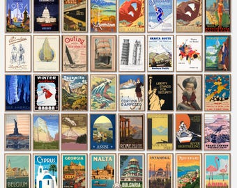 Vintage Travel Posters Bundle: Retro World Wall Art (Digital Download)