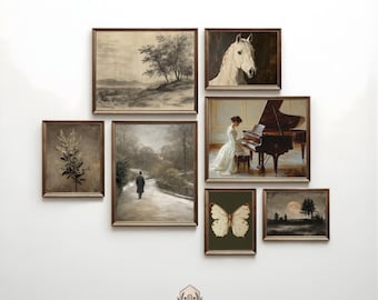 1000+ Vintage Moody Gallery Wall Prints, Rustic Grounding Decor, Dark Academia Cottagecore Wall Art