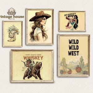 Western Wall Prints set of 20  Cowboy Wall Art Bundle Western Printable Art Girly Retro Rodeo Decor Rustic Country Wild West Cowboy Prints